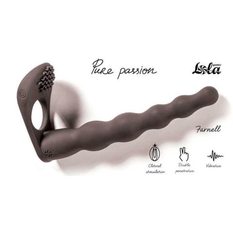 Nasadka strap-on z wibracją i podwójną penetracją 17 cm