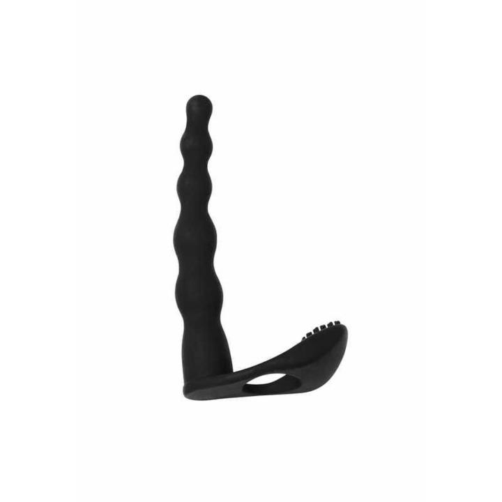 Nasadka strap-on z wibracją i podwójną penetracją 17 cm