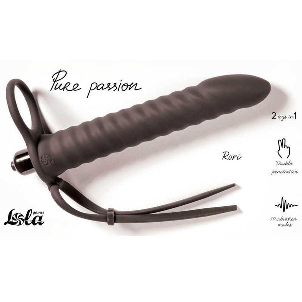 Nakładka strap-on z wibracją i podwójną penetracją 16,2 cm | Loris.pl