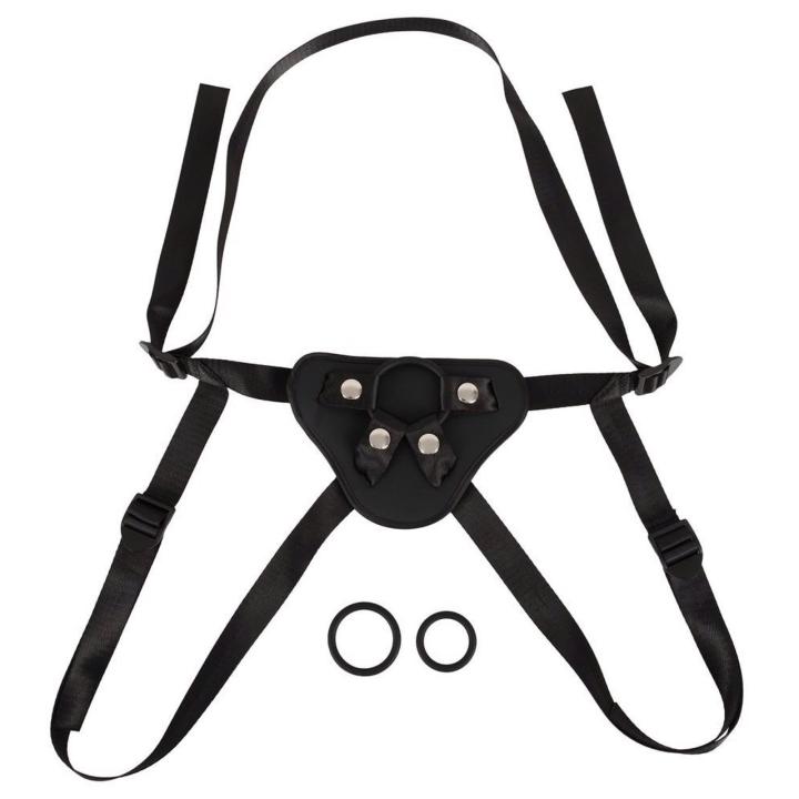 Wegańskie mocowanie strap-on S-L z 3 ringami i miękką wyściółką