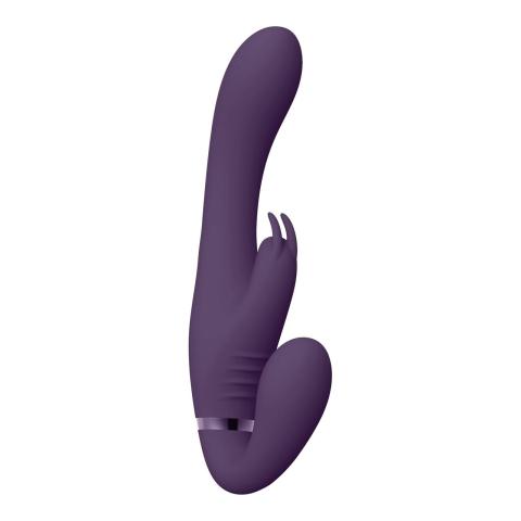 Strap-on bez uprzęży z wibracją 3 silniki | Fioletowy