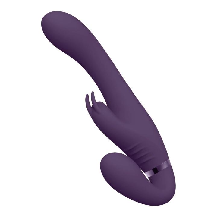 Strap-on bez uprzęży z wibracją 3 silniki | Fioletowy