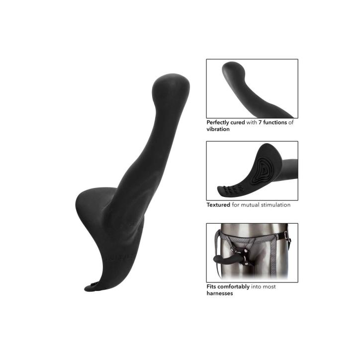 Zestaw strap-on z wibracją – szara uprząż bez kroku i wibrująca sonda