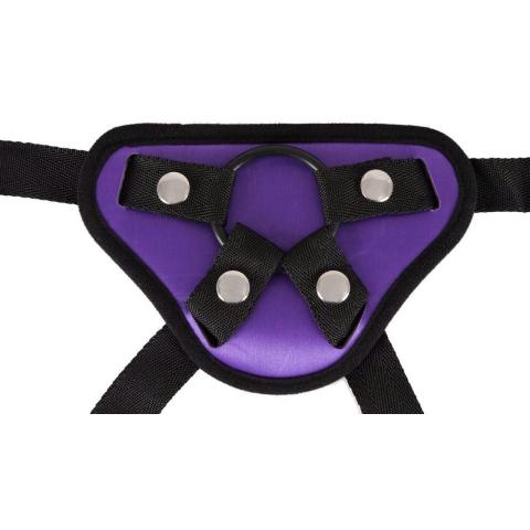 Uprząż strap-on z 3 pierścieniami 4–5 cm | Regulowana fioletowo-czarna