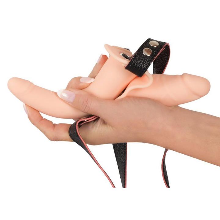 Podwójny strap-on z wibracjami 10 trybów | Regulowana uprząż