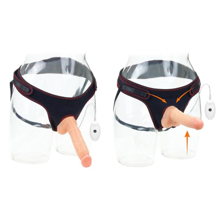 Wibrujący strap-on 19 cm z regulowaną uprzężą