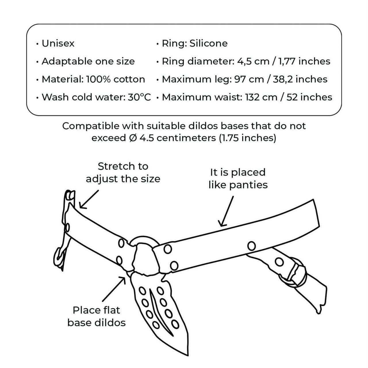 Uniwersalna uprząż do strap-on z silikonowym pierścieniem 4 cm | Loris.pl