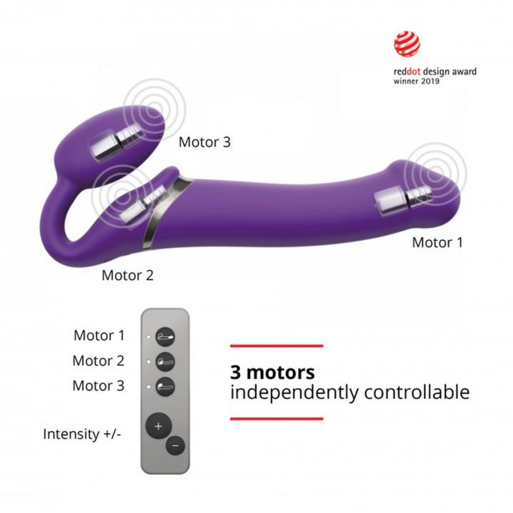 Wibrujące strap-on z pilotem IPX7 fioletowe