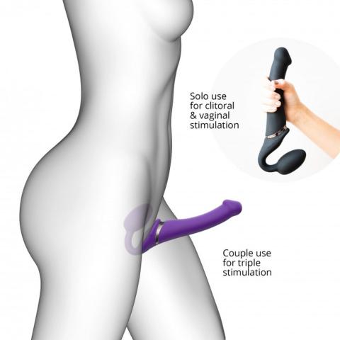Wibrujące strap-on z pilotem IPX7 fioletowe