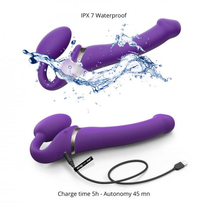 Wibrujące strap-on z pilotem IPX7 fioletowe