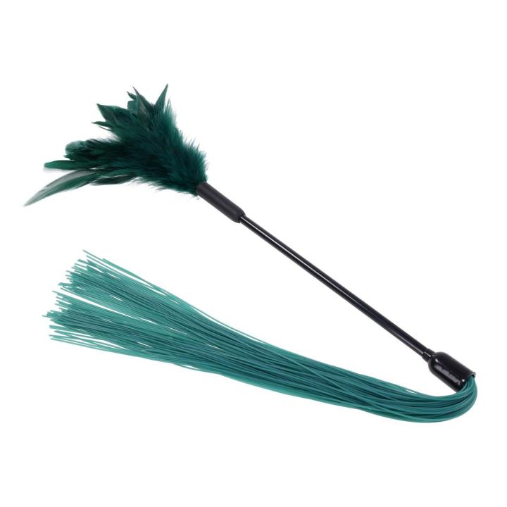 Dwustronny łaskotacz BDSM 2 w 1 z piórkami i silikonem | Loris.pl