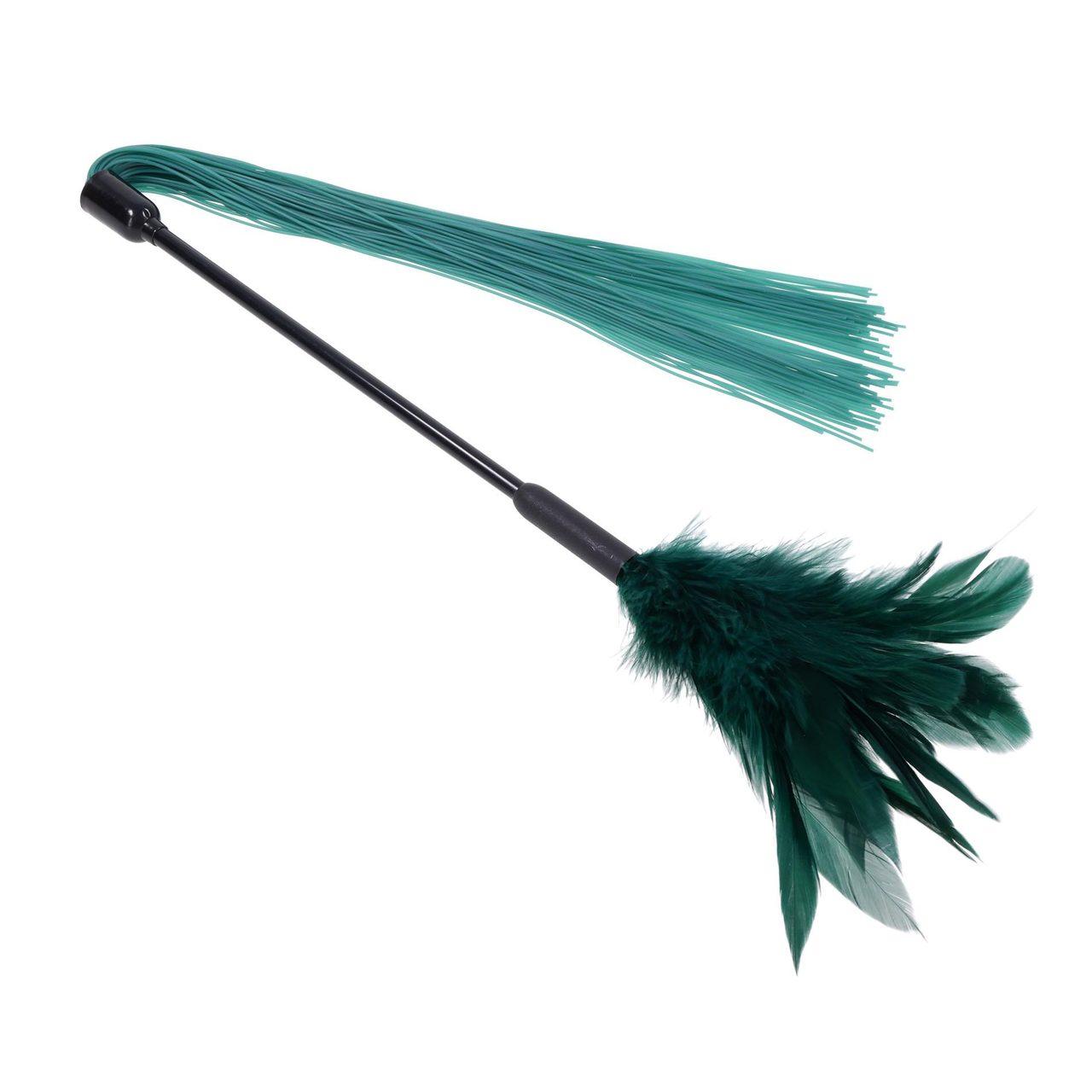 Dwustronny łaskotacz BDSM 2 w 1 z piórkami i silikonem | Loris.pl