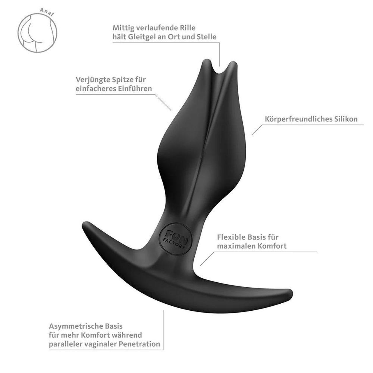 Czarny plug analny tulipanowy dla kobiet - silikonowy | Loris.pl