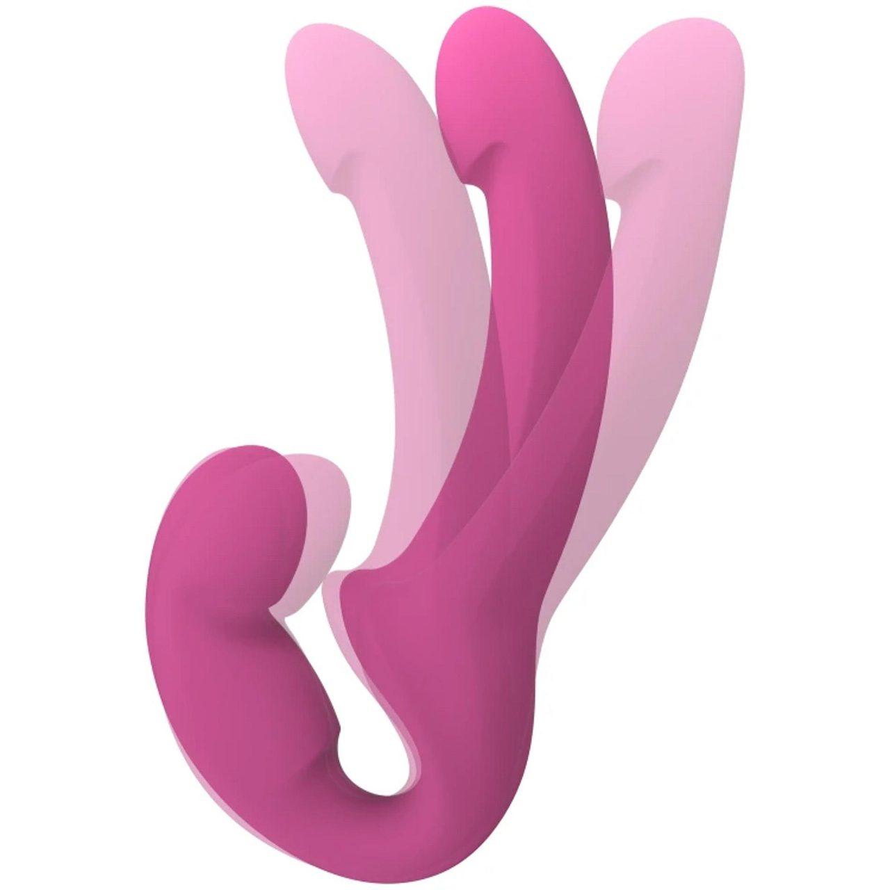 Podwójne dildo bez uprzęży 30 cm różowe | silikon premium IPX7
