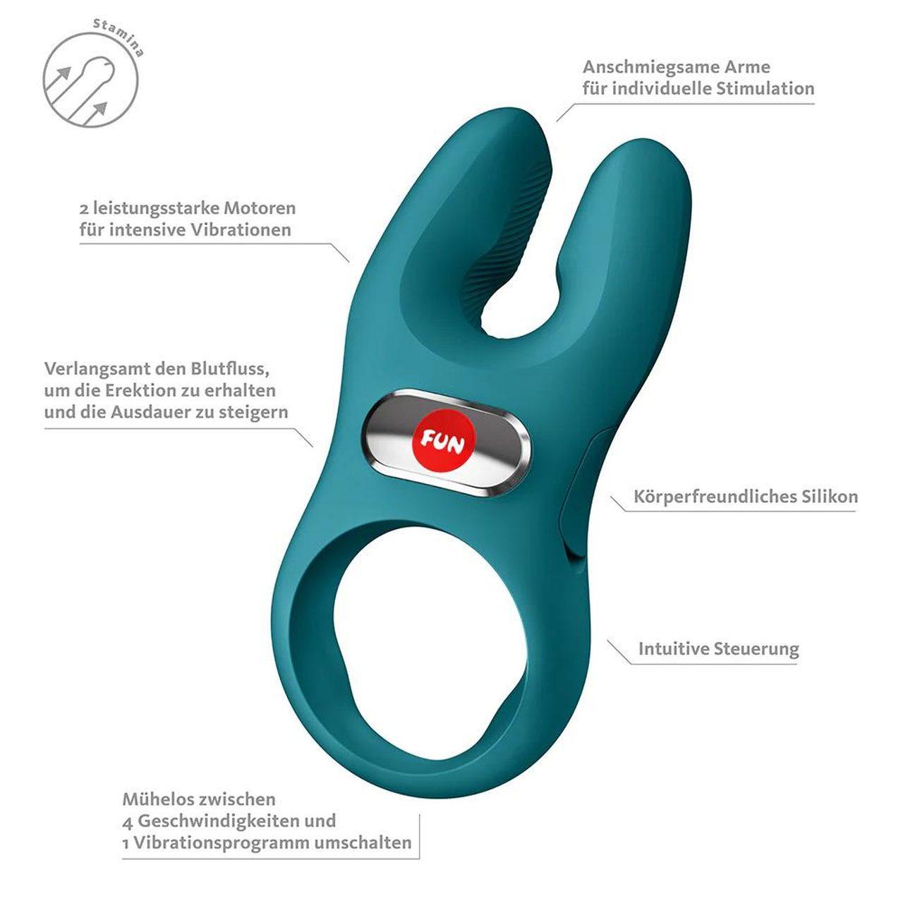 Wibrujący pierścień erekcyjny XL z podwójnym silnikiem | Zielony | Loris.pl