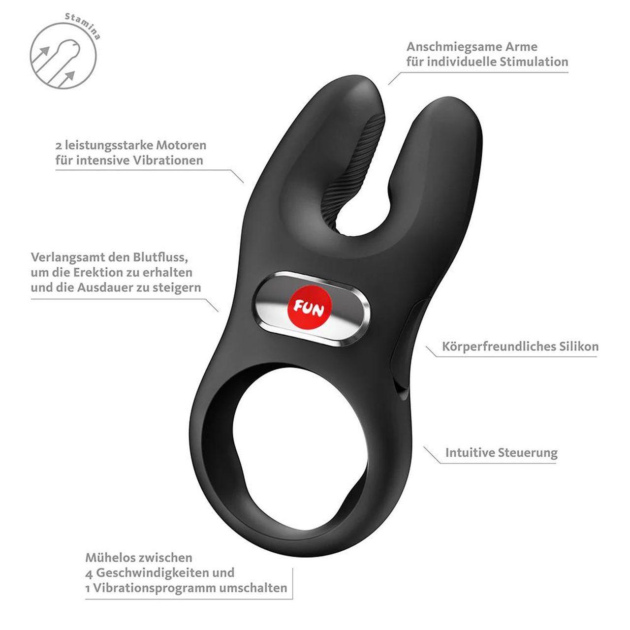 Wibrujący pierścień erekcyjny XL czarny – podwójny silnik, USB-C, IPX7 | Loris.pl