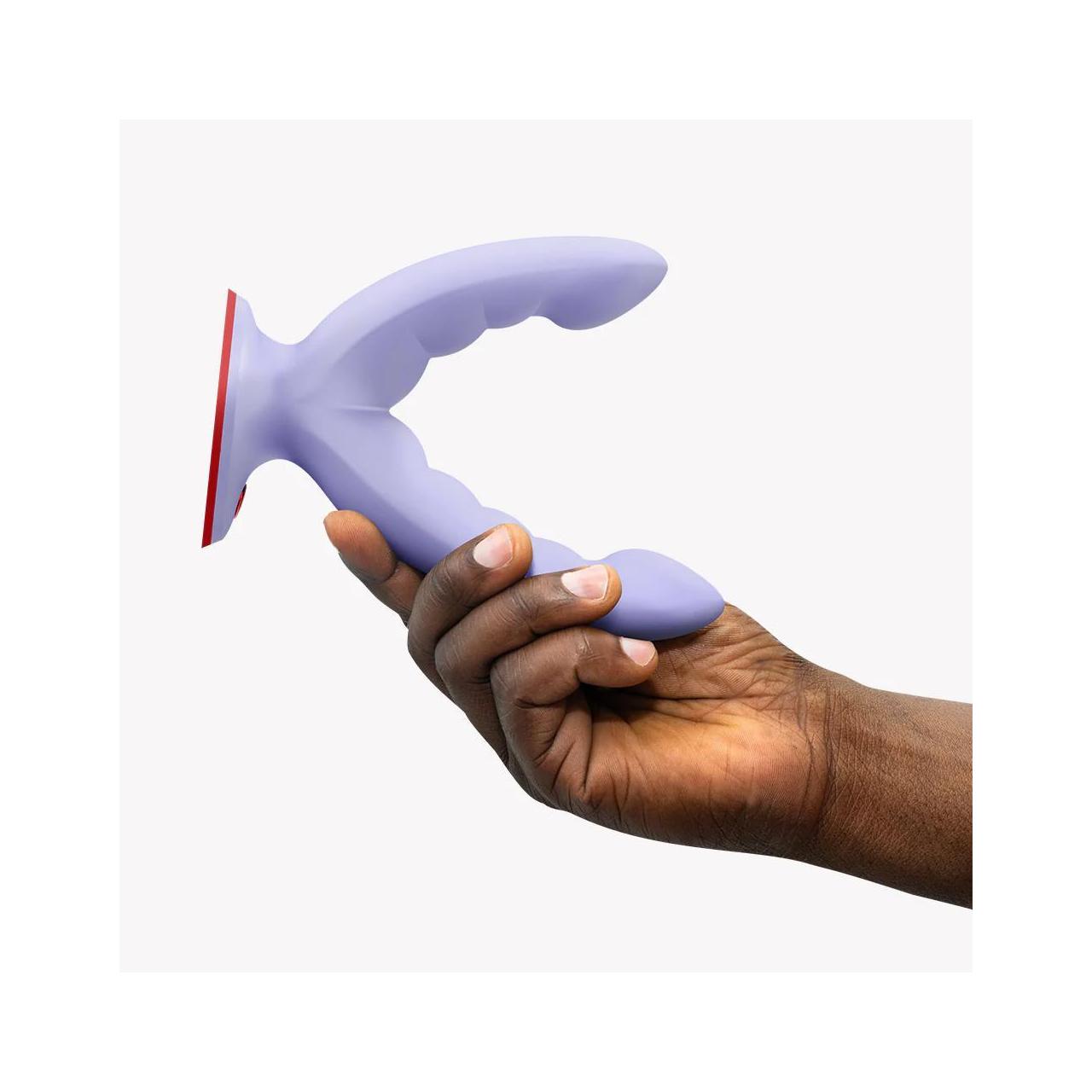 Podwójne dildo U z przyssawką i teksturą – bezdotykowa stymulacja | Loris.pl