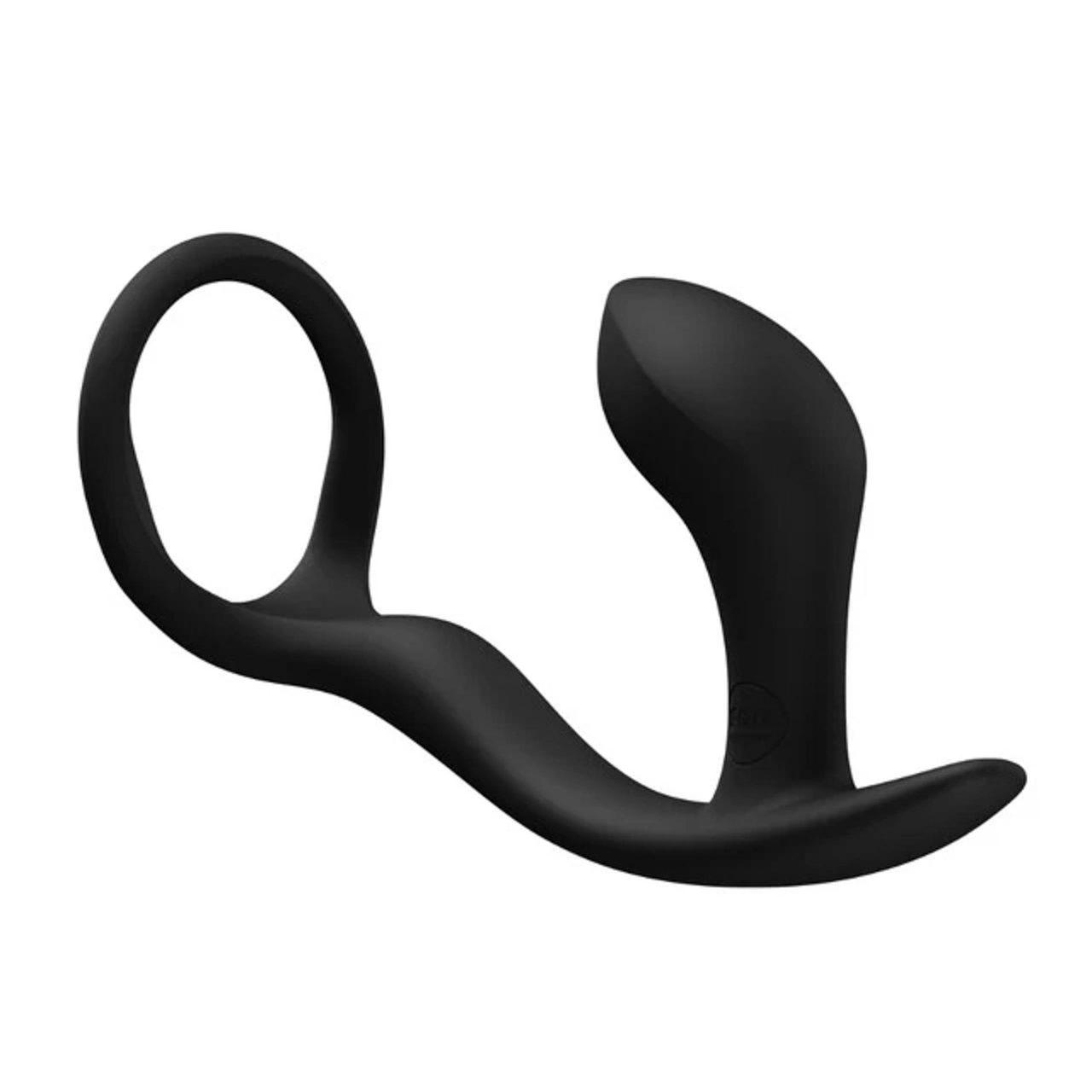Pierścień erekcyjny z masażerem prostaty czarny | Loris.pl