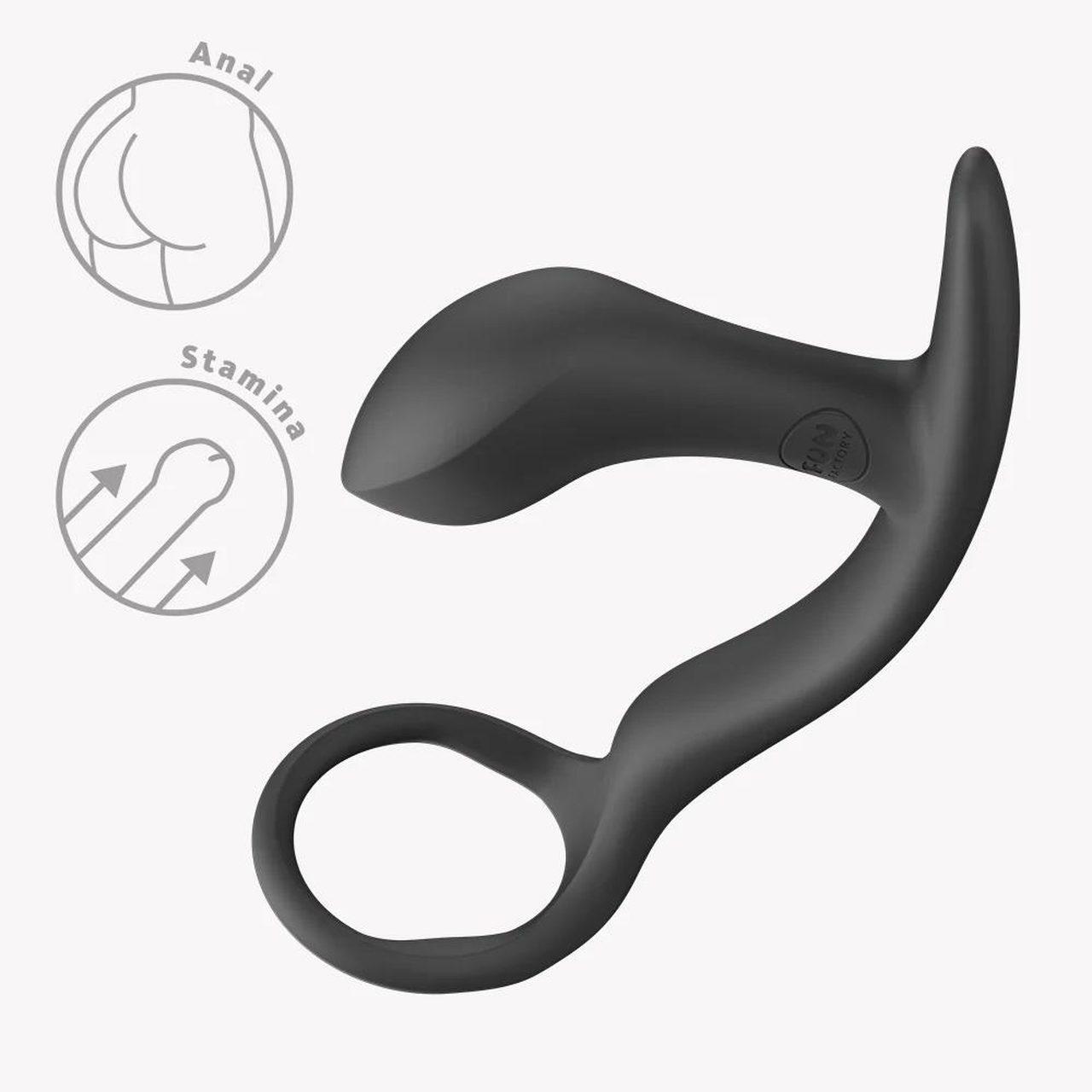 Pierścień erekcyjny z masażerem prostaty czarny | Loris.pl