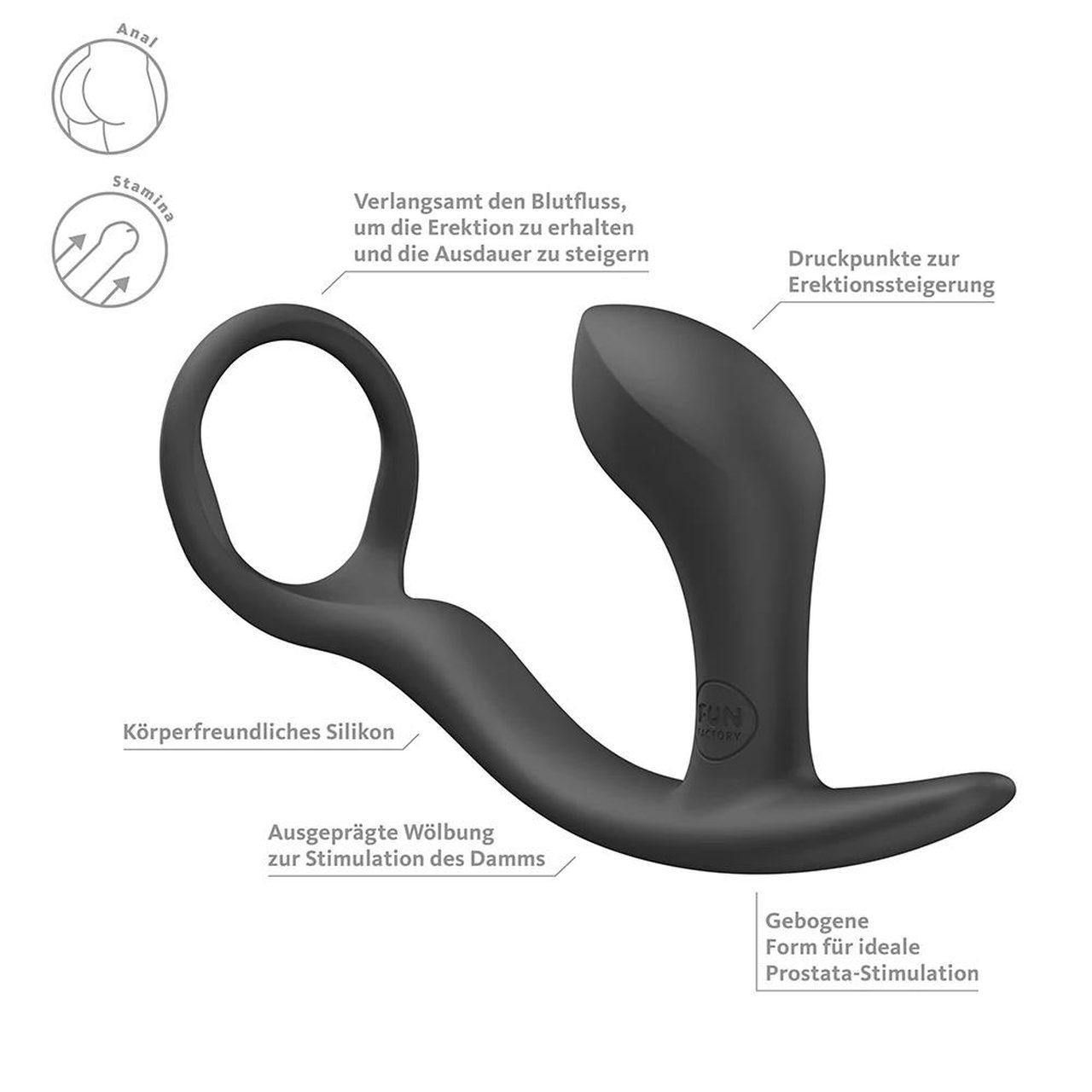 Pierścień erekcyjny z masażerem prostaty czarny | Loris.pl