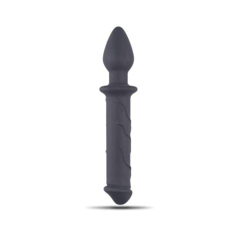 Realistyczne dildo analne 2w1 z korkiem | Silikon bez ftalanów