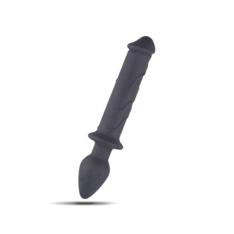Realistyczne dildo analne 2w1 z korkiem | Silikon bez ftalanów