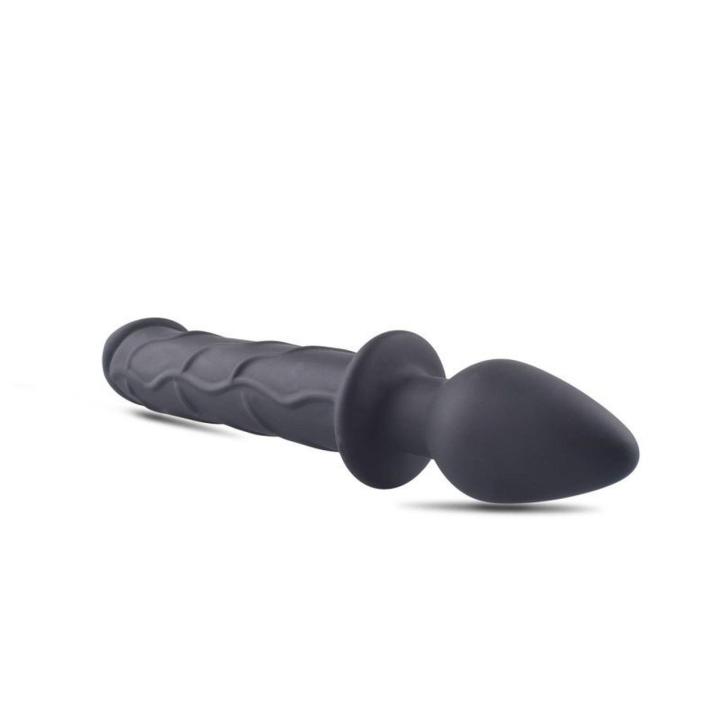 Realistyczne dildo analne 2w1 z korkiem | Silikon bez ftalanów