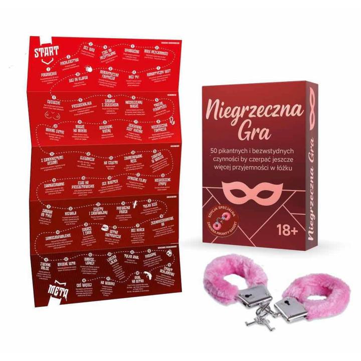 Gra dla par 50 pikantnych zadań + futerkowe kajdanki | Loris.pl