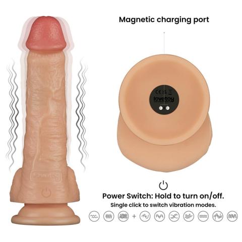 Realistyczne dildo wibrujące 20,3 cm z przyssawką | 10 trybów