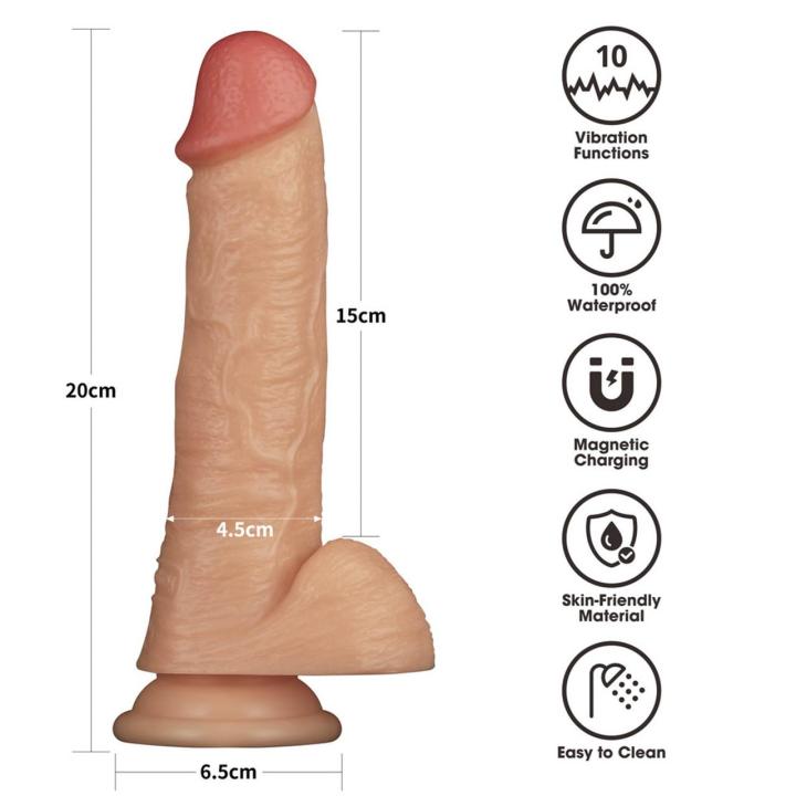 Realistyczne dildo wibrujące 20,3 cm z przyssawką | 10 trybów