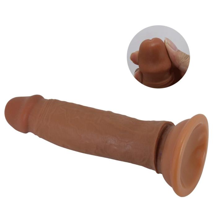 Realistyczne dildo TPR 18,4 cm z przyssawką i sliding skin