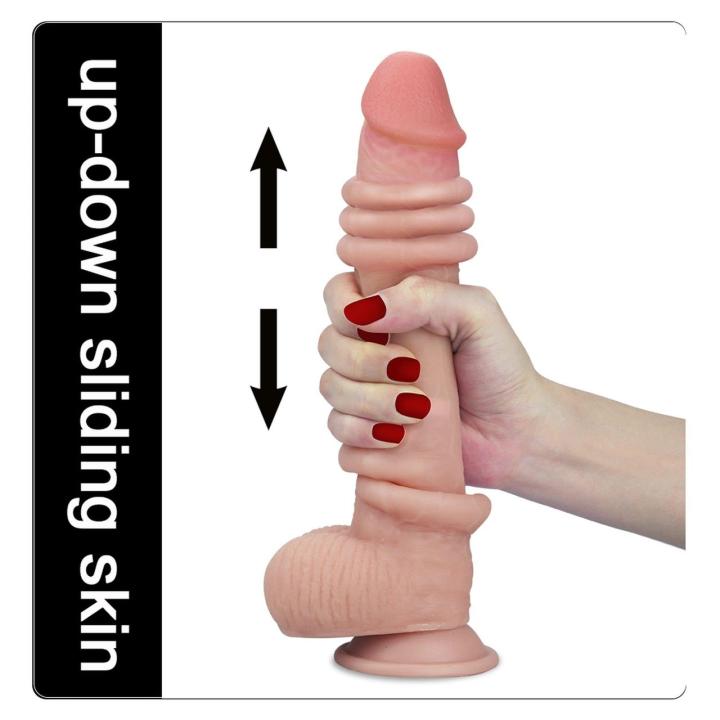 Realistyczne dildo 22,5 cm z efektem przesuwnej skóry | Loris.pl