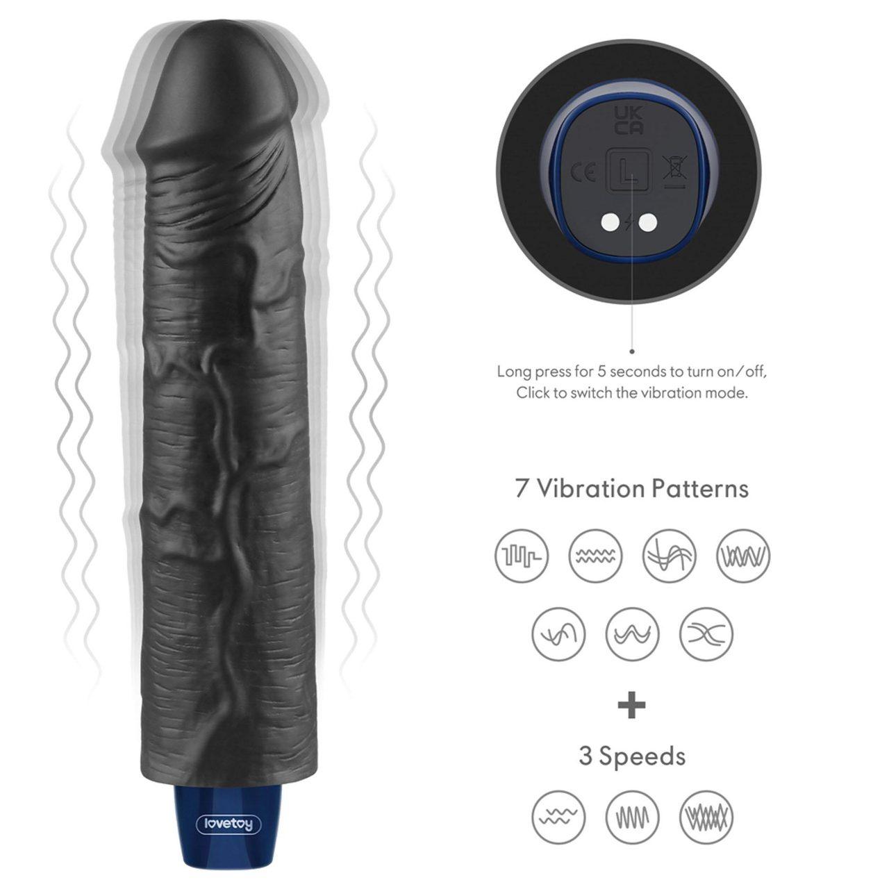Realistyczne dildo wibrujące 24 cm TPE | 10 trybów | Wodoodporne | USB