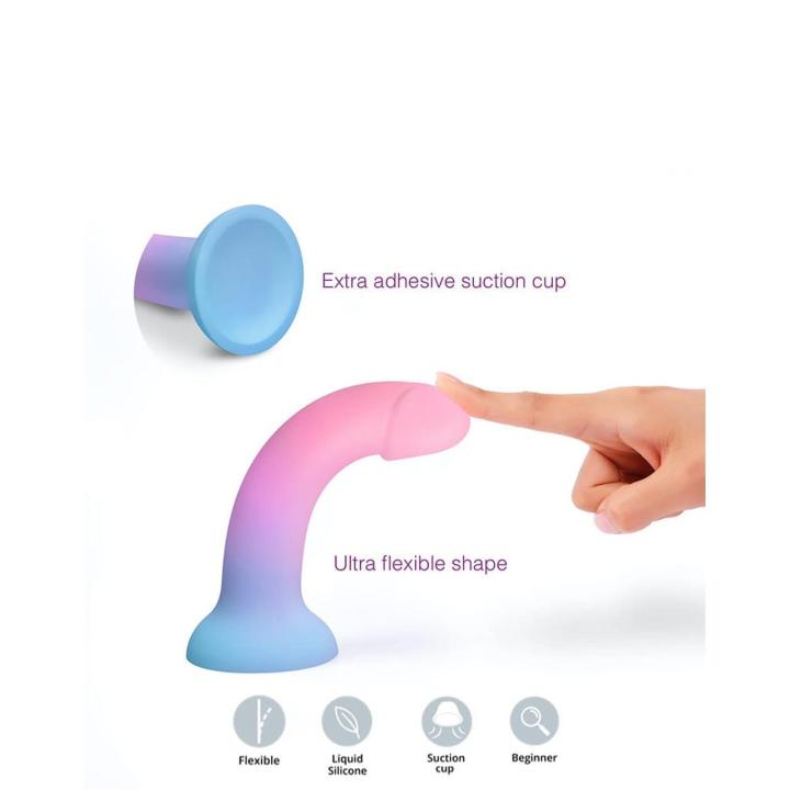 Silikonowe dildo 14 cm z przyssawką | Zakrzywione do waginalnie i analnie