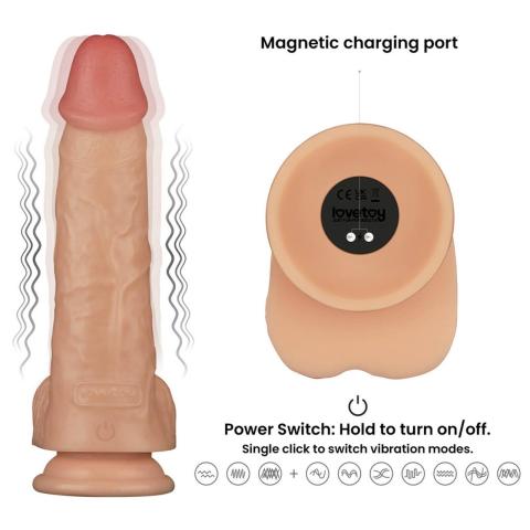 Realistyczne wibrujące dildo z przyssawką 22,8 cm | 10 trybów