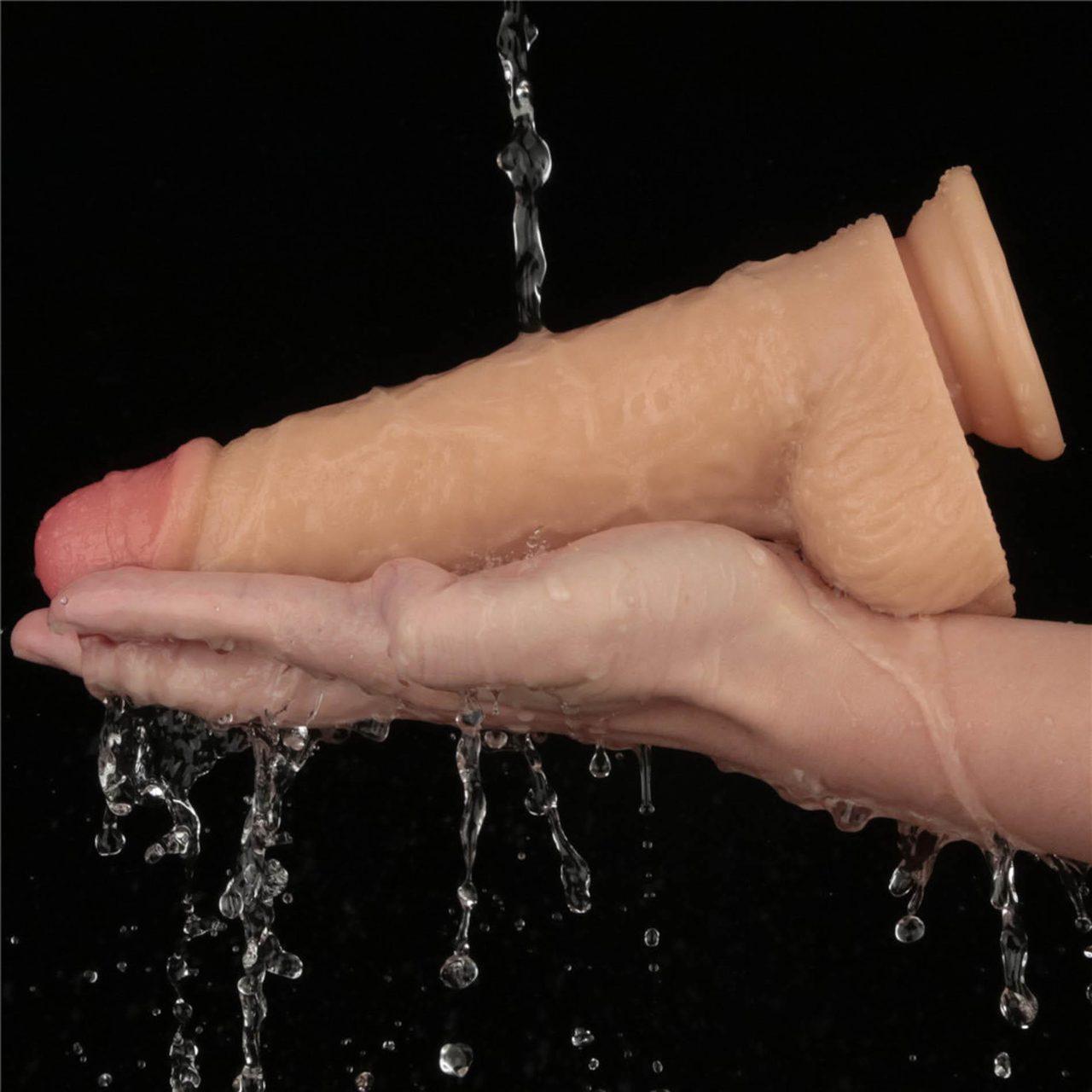 Realistyczne wibrujące dildo z przyssawką 22,8 cm | 10 trybów | Loris.pl