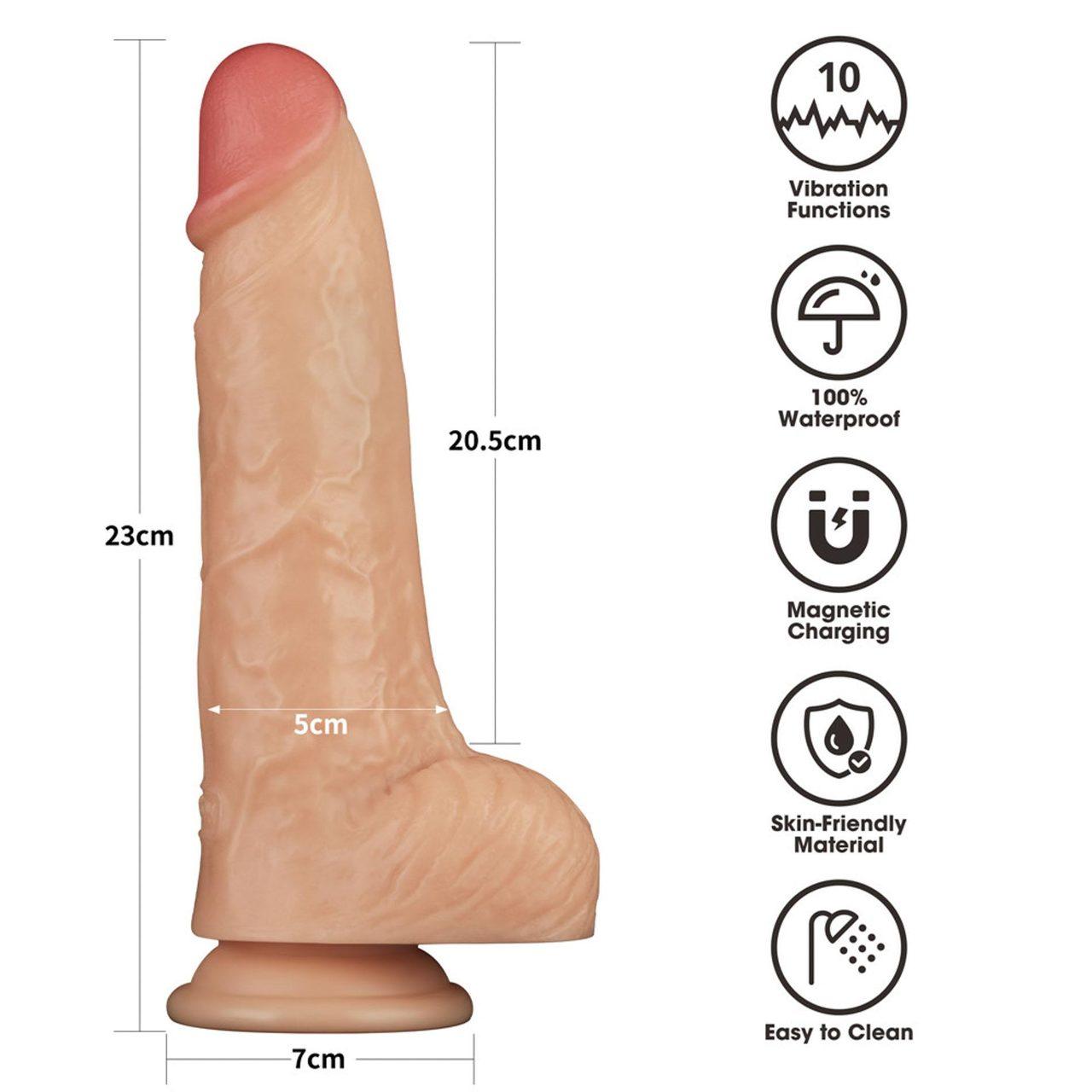 Realistyczne wibrujące dildo z przyssawką 22,8 cm | 10 trybów | Loris.pl