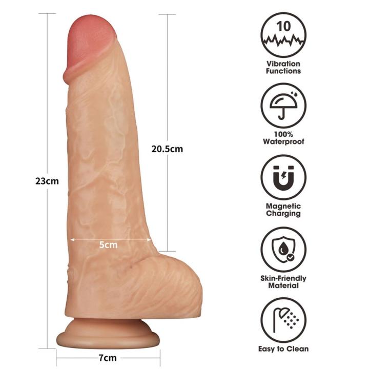 Realistyczne wibrujące dildo z przyssawką 22,8 cm | 10 trybów