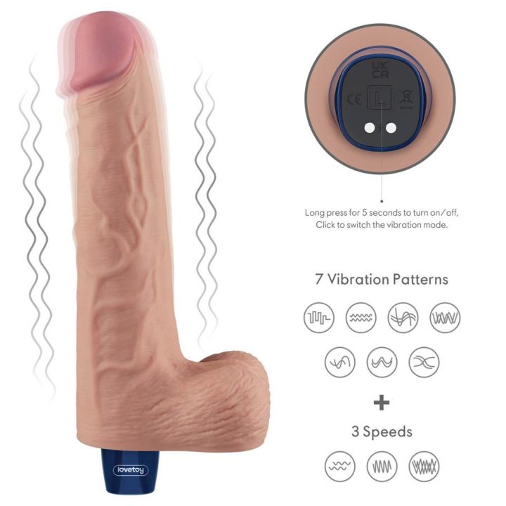Realistyczne dildo wibrujące 25,4 cm cieliste ładowalne TPE | Loris.pl
