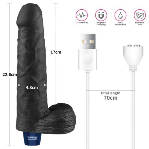Realistyczne wibrujące dildo TPE 23 cm USB wodoodporne