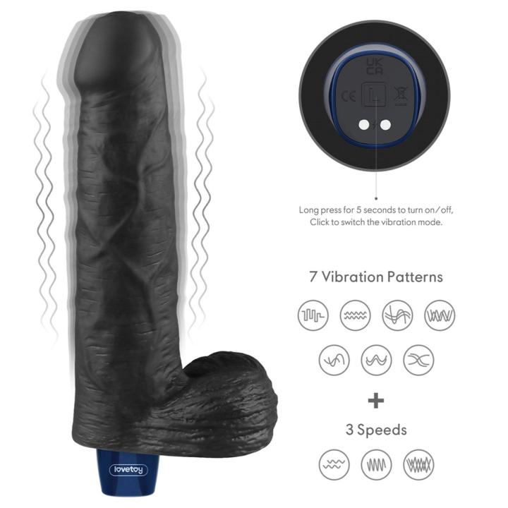 Realistyczne wibrujące dildo TPE 23 cm USB wodoodporne | Loris.pl