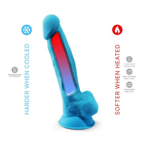Realistyczne dildo z przyssawką 17,75 cm niebieskie | Platynowy silikon