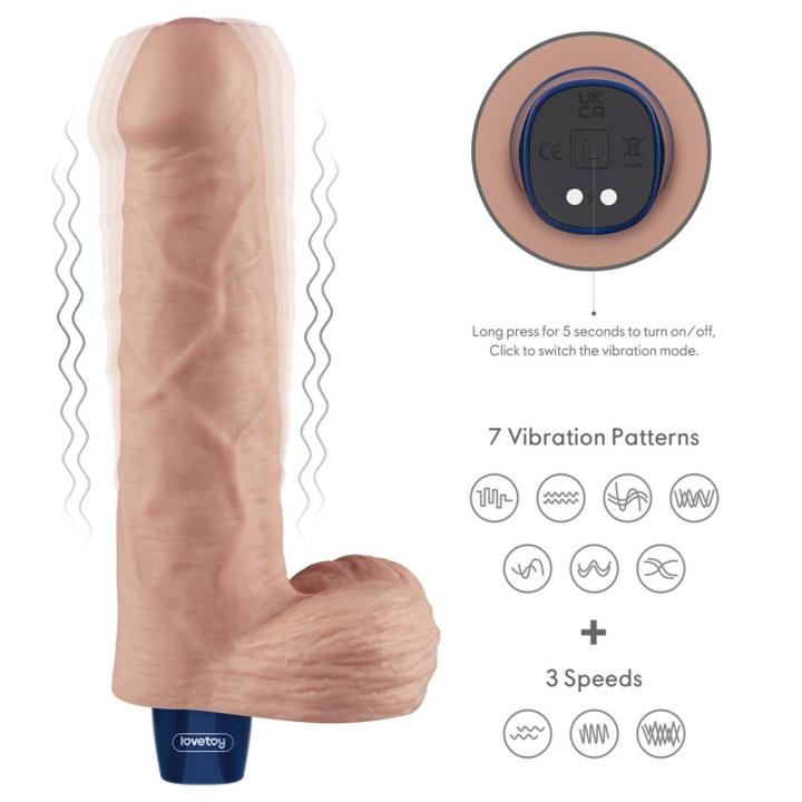 Realistyczne dildo wibrujące 23 cm TPE – 10 trybów, wodoodporne, USB | Loris.pl