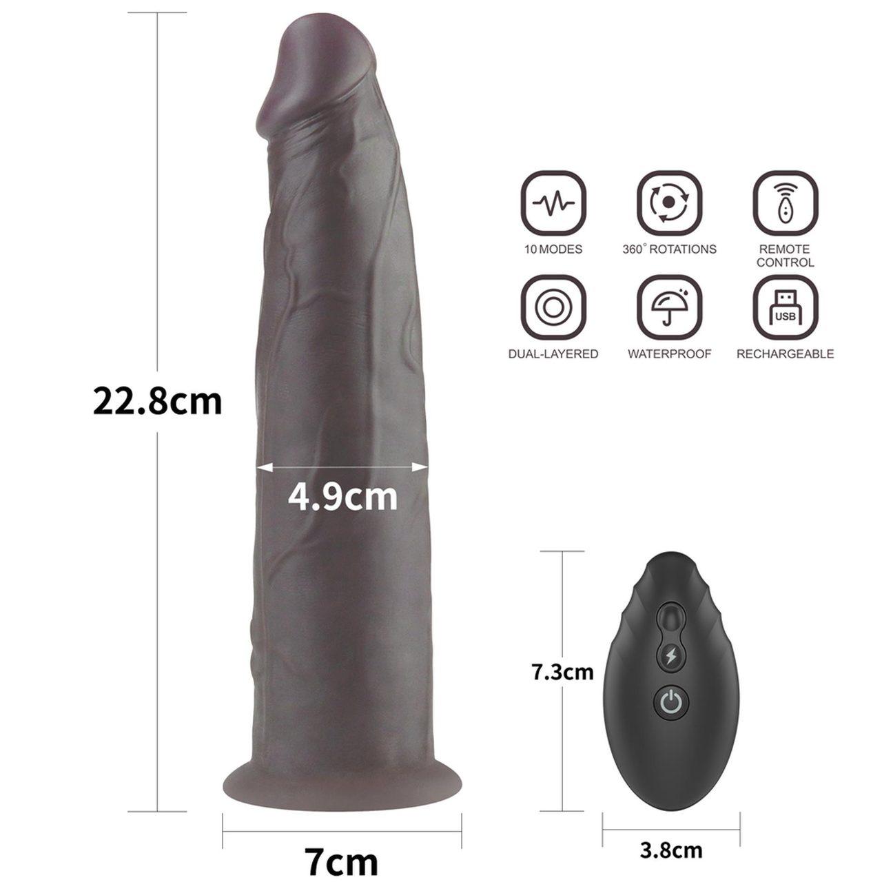 Realistyczne dildo rotacyjne 22,9 cm z wibracjami i pilotem | Loris.pl