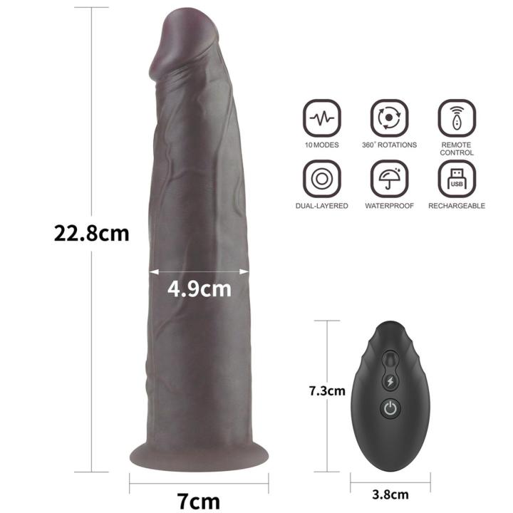 Realistyczne dildo rotacyjne 22,9 cm z wibracjami i pilotem | Loris.pl