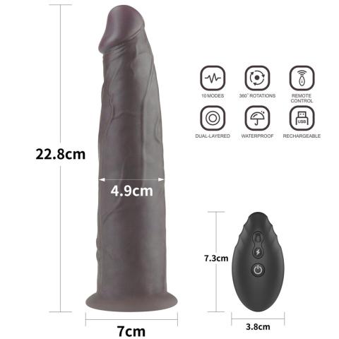 Realistyczne dildo rotacyjne 22,9 cm z wibracjami i pilotem