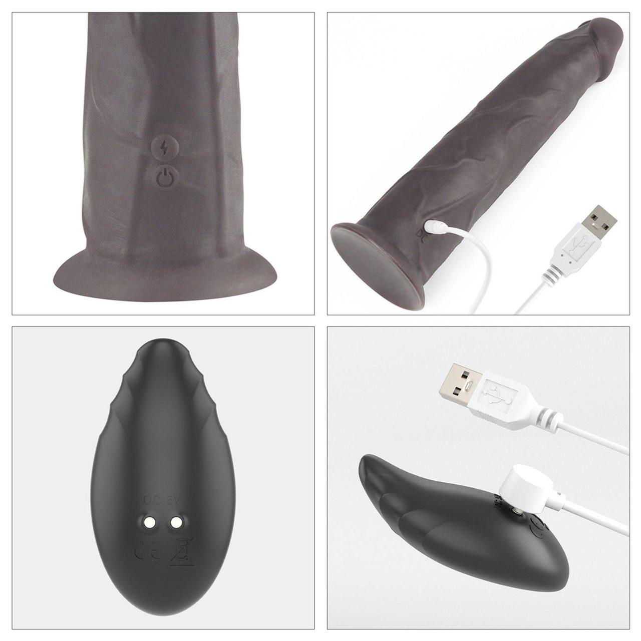 Realistyczne dildo rotacyjne 22,9 cm z wibracjami i pilotem | Loris.pl