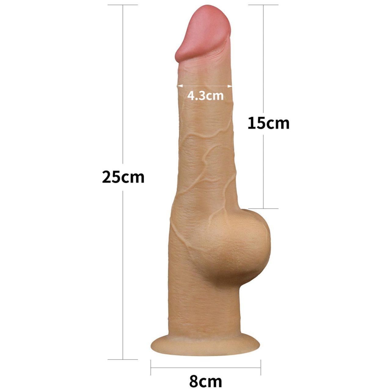 Realistyczne dildo z uchwytem i przyssawką 24 cm | Dwuwarstwowy silikon