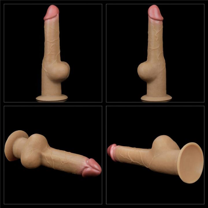 Realistyczne dildo z uchwytem i przyssawką 24 cm | Dwuwarstwowy silikon