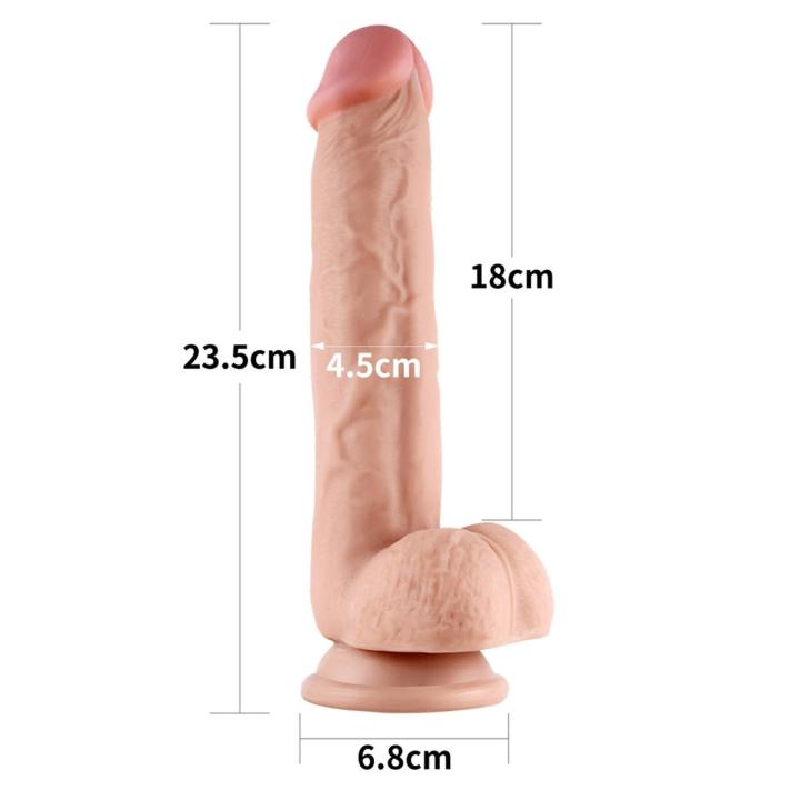 Realistyczne dildo 24,1 cm z przesuwaną skórą i przyssawką | Loris.pl